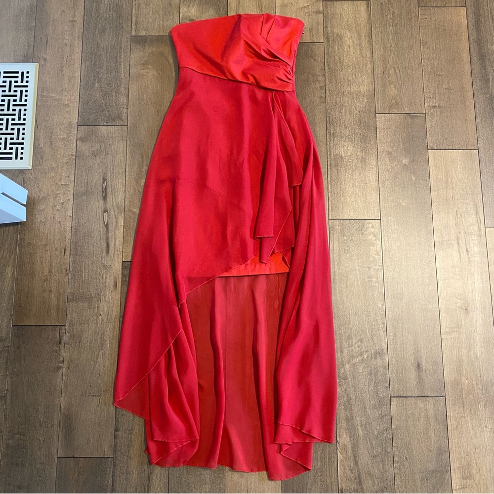 Red high low dress
